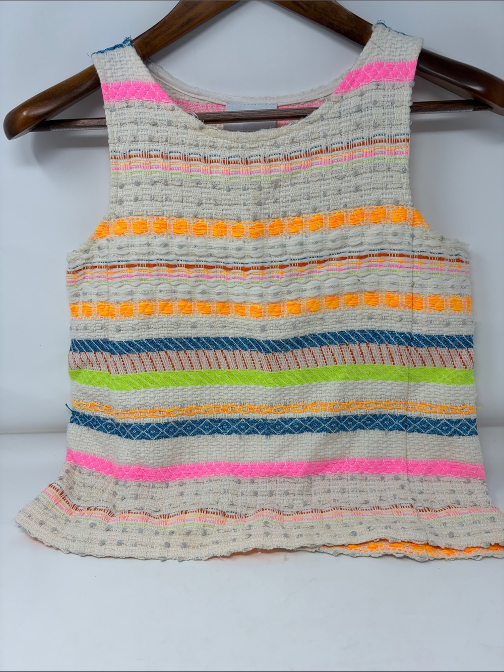Koch Cream Neon Multicolor Striped Woven Sleeveless Tank Top Size X-Small